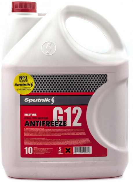 Охолоджувальна рідина SPUTNIK G12, готова, червоний, -40°С, 10 л (4823091500749)